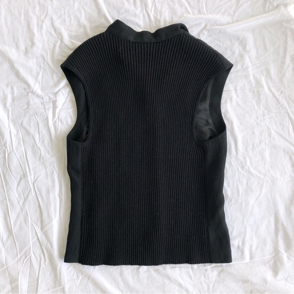 Annette Gortz Nandi Black Wool Blend Knit Back Full Zip Jacket Vest - Picture 4 of 7